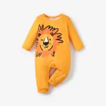 Baby Boy/Girl  Childlike Animal Print Button Long Sleeves Jumpsuit Yellow