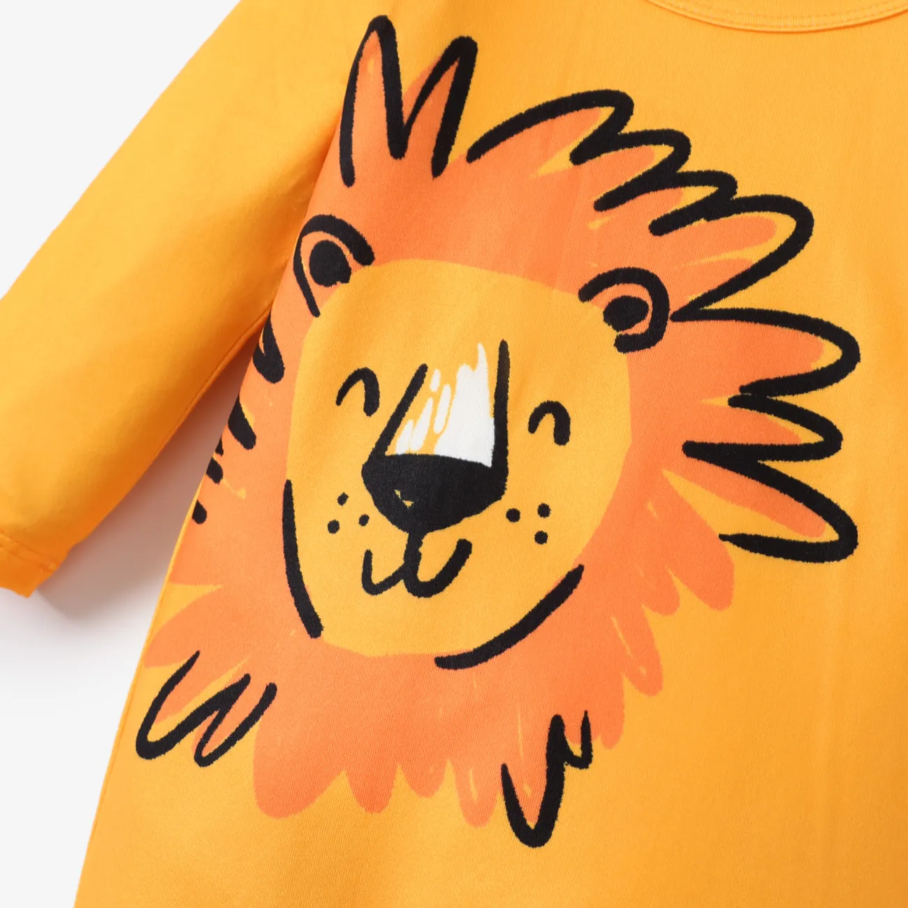 Baby Boy/Girl  Childlike Animal Print Button Long Sleeves Jumpsuit Yellow big image 1