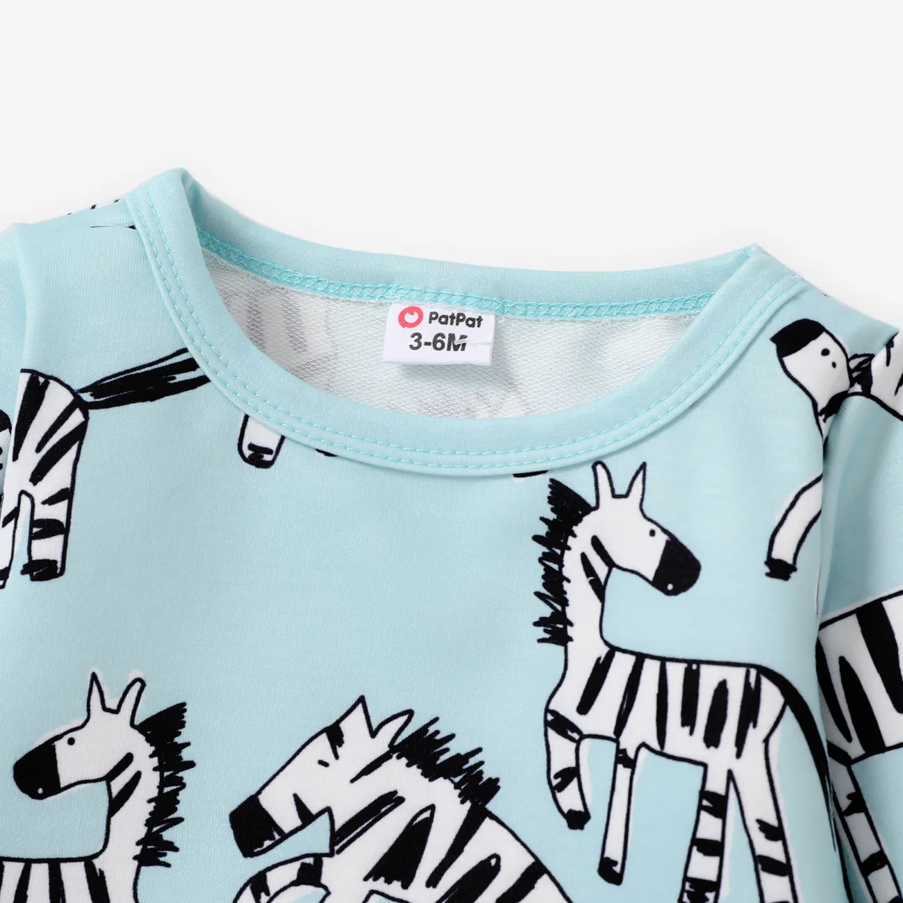 Baby Girl Turquoise/Pink All Over Animal Print Long-sleeve Sweatshirt Turquoise big image 1