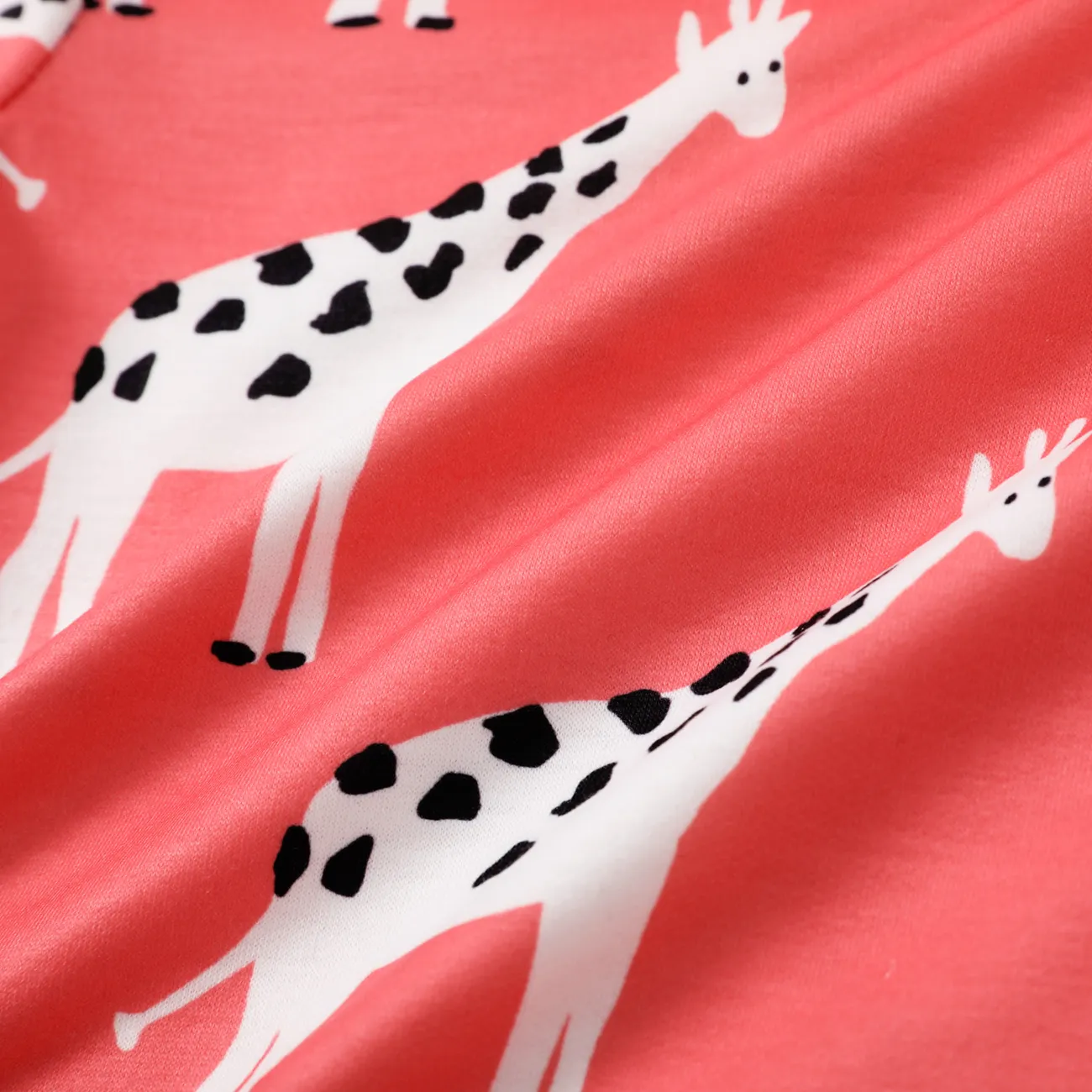 Baby Girl Turquoise/Pink All Over Animal Print Long-sleeve Sweatshirt Pink big image 1
