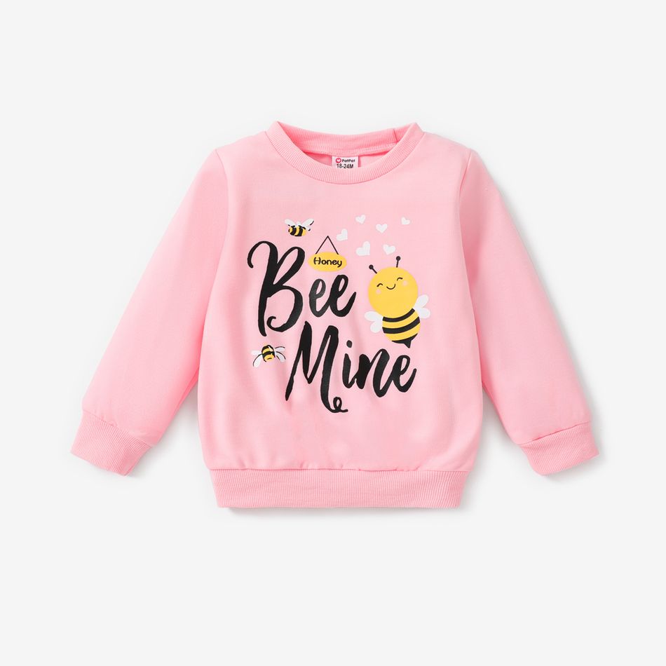 Toddler Girl Letter Bee Print Casual Pullover Sweatshirt Only $6.29 ...