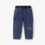 جينز 2 - 6 سنوات للجنسين جيب مخيط خارجي لون سادة أزرق