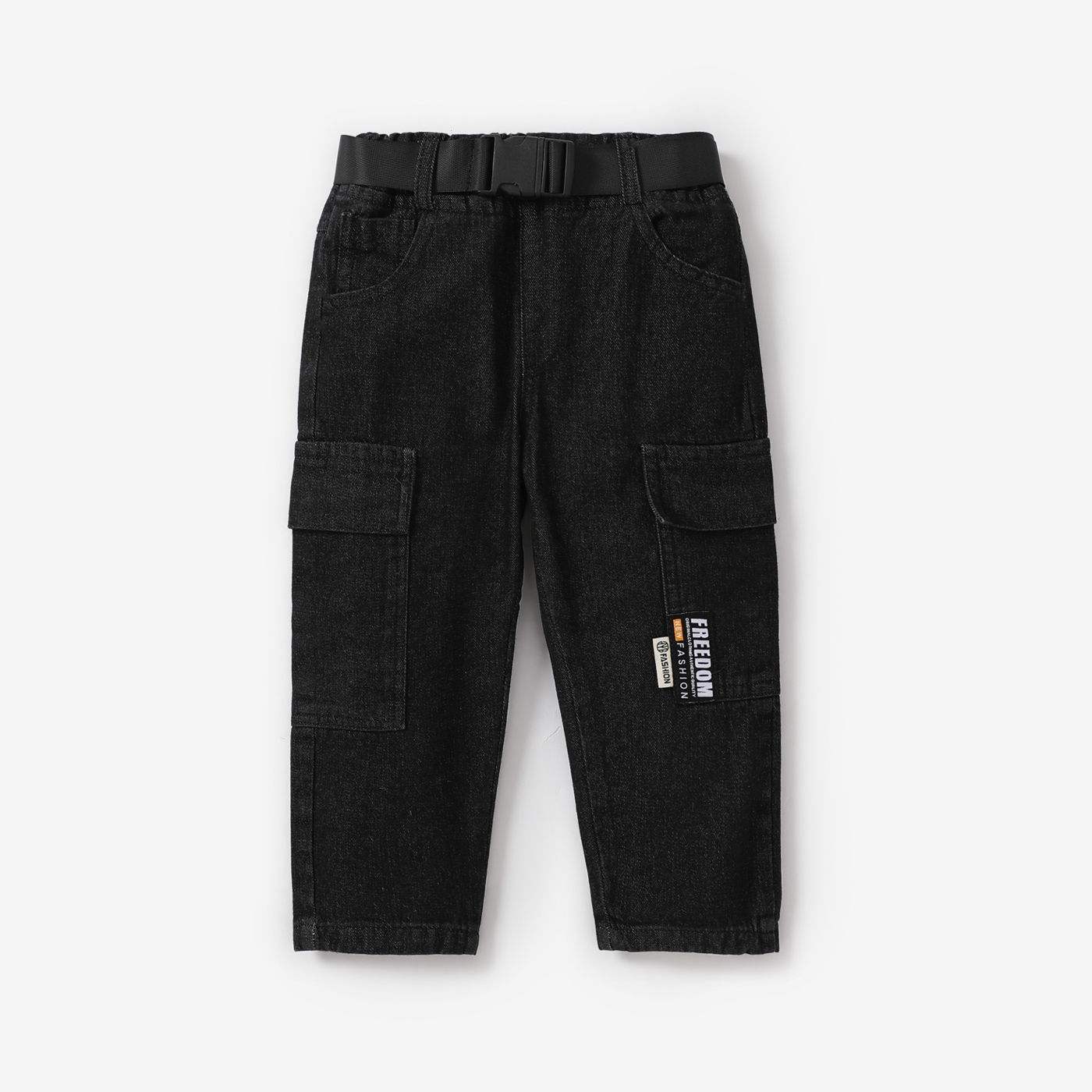 Toddler Boy/Girl Trendy Patch Pocket Denim Jeans(With Belt)