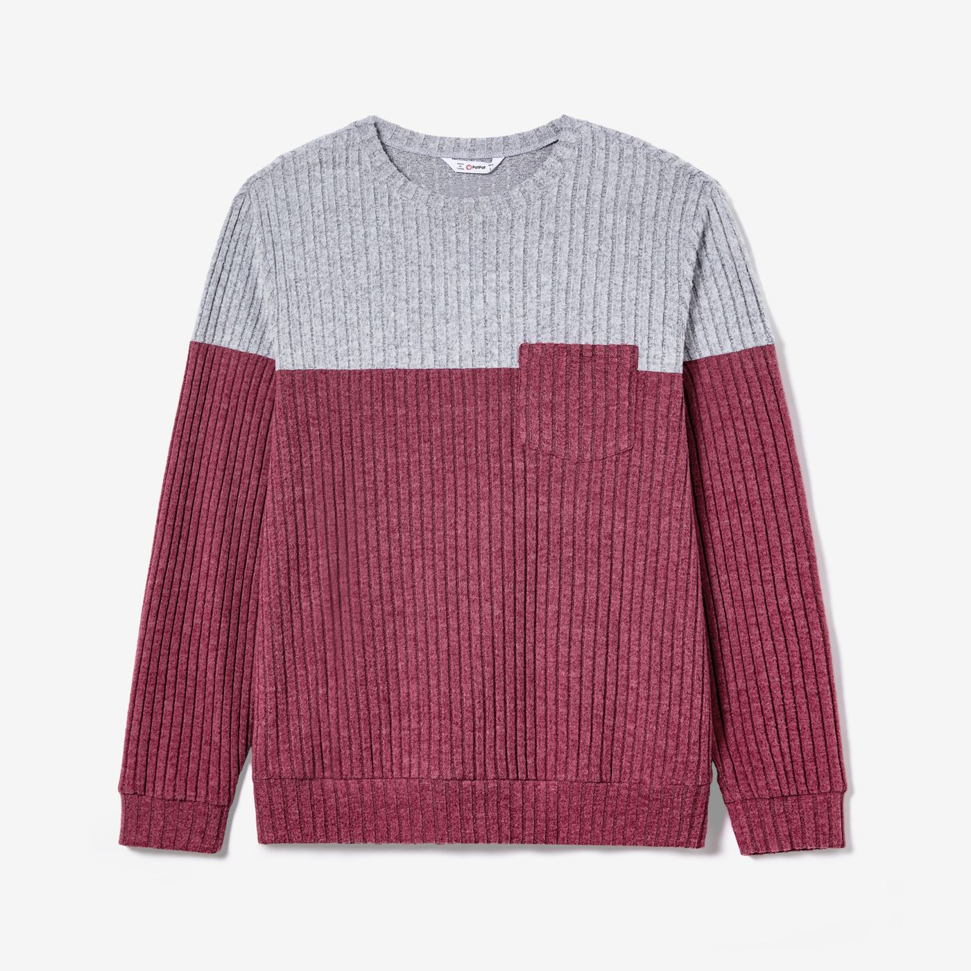 

Family Matching Knit Long-sleeve Color-block/Solid Tops and Lace Hem Dresses Sets