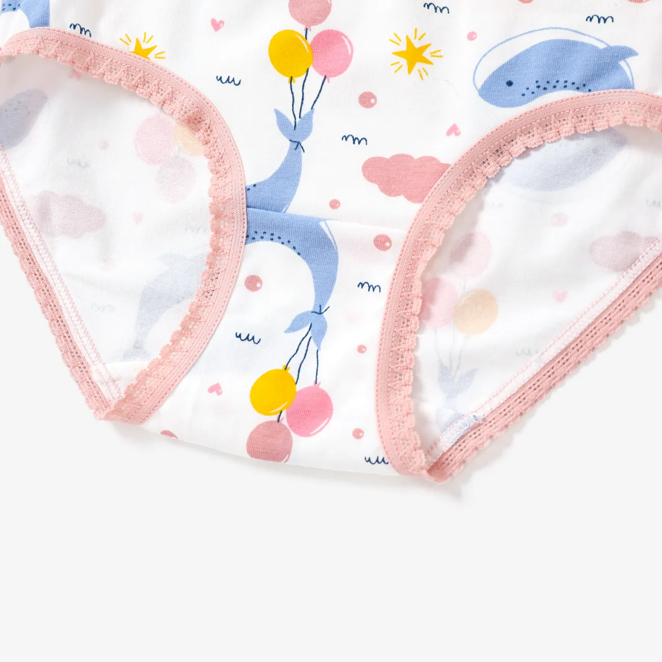 4pcs Kid Girl 3D Hyper-Tactile Cotton Lindo Animal Print Underwear Set Rosa oscuro big image 1