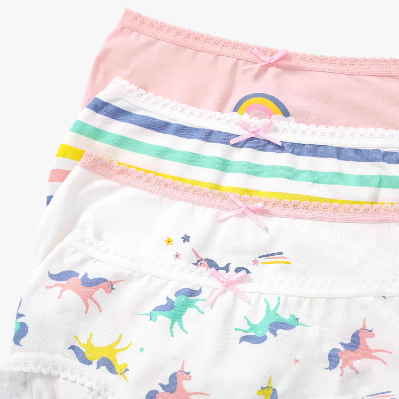 4pcs Kid Girl 3D Hyper-Tactile Cotton Cute Animal Print Underwear Set Multi-color image 3