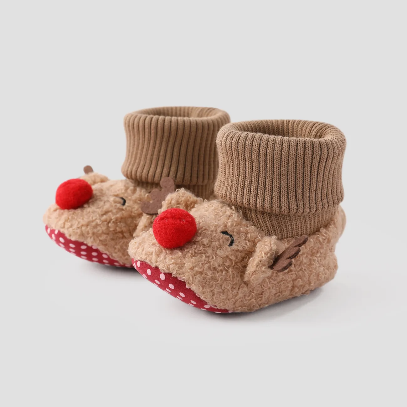 عيد الميلاد طفل 3D الحيوان على شكل أحذية Prewalker كاكي big image 1