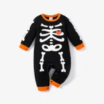 Halloween Baby Boy 96% Cotton Long-sleeve Glow In The Dark Skeleton Print Jumpsuit  image 2