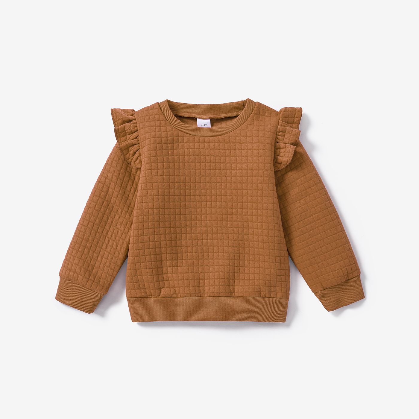 

Toddler Girl Textured Ruffled Solid Pullover Sweatshirt