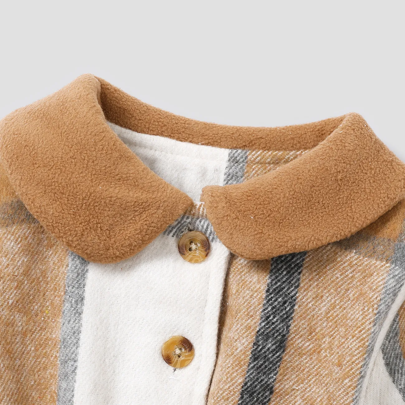 casacos finos com cinto de gola de boneca para bebês Cor de Caqui big image 1
