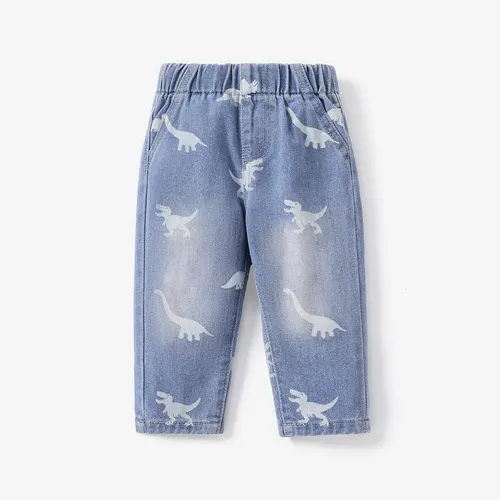 Baby Boy Childlike Animal Dinosaur Pattern Denim Jeans