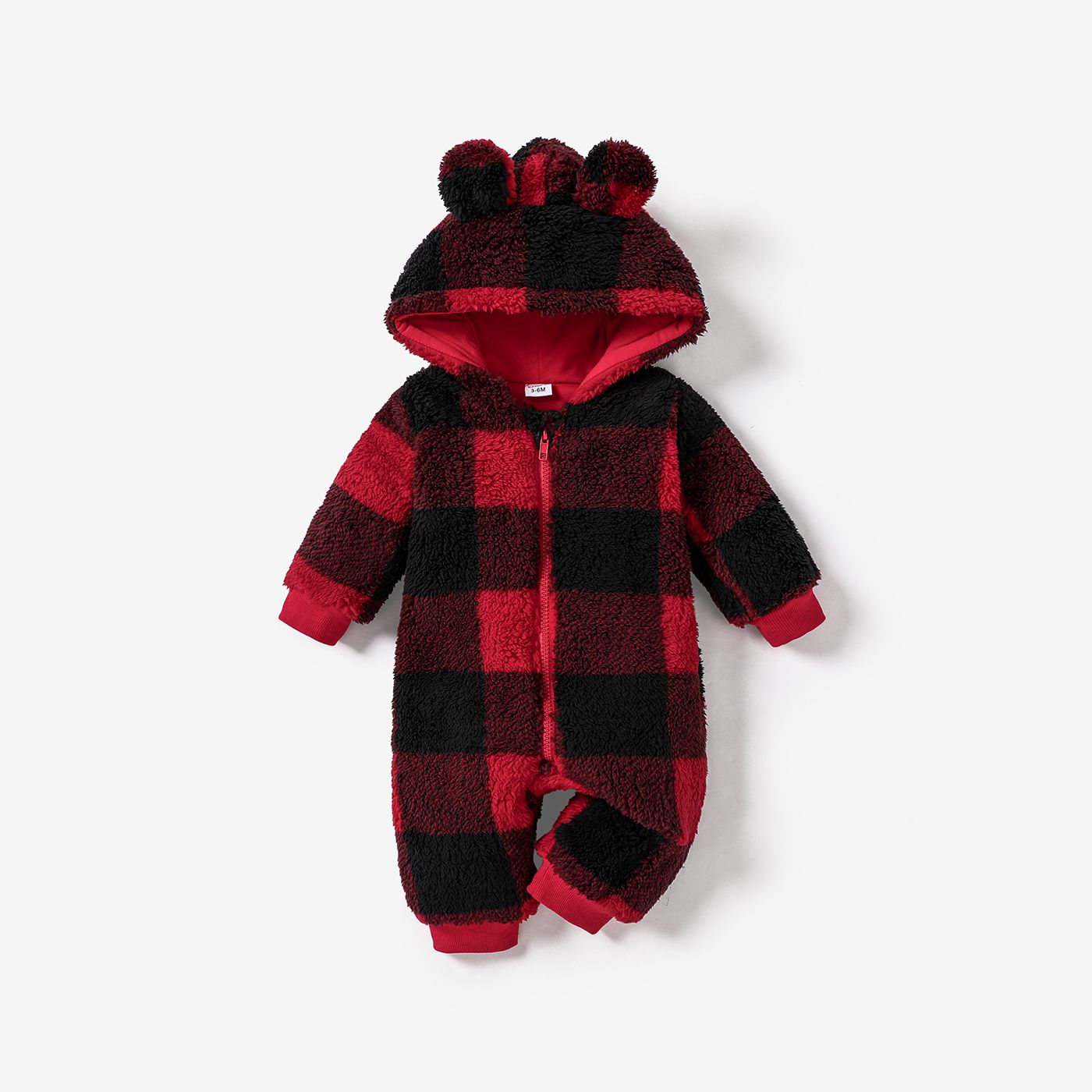 Baby Girl/Boy Hooded Grid Casual Jumpsuit