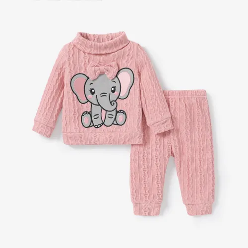 2PCS Baby Girl Sweet Elephant Top/ Pant