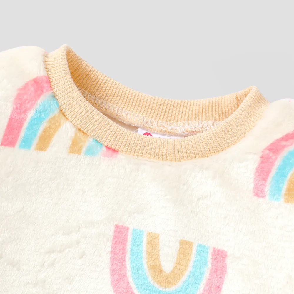 Baby Boy/Girl Allover Rainbow Print Long-sleeve Fuzzy Sweatshirt  big image 3