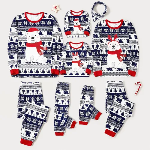 Christmas Family Matching Bear Print Long-sleeve Pajamas Sets(Flame Resistant) 