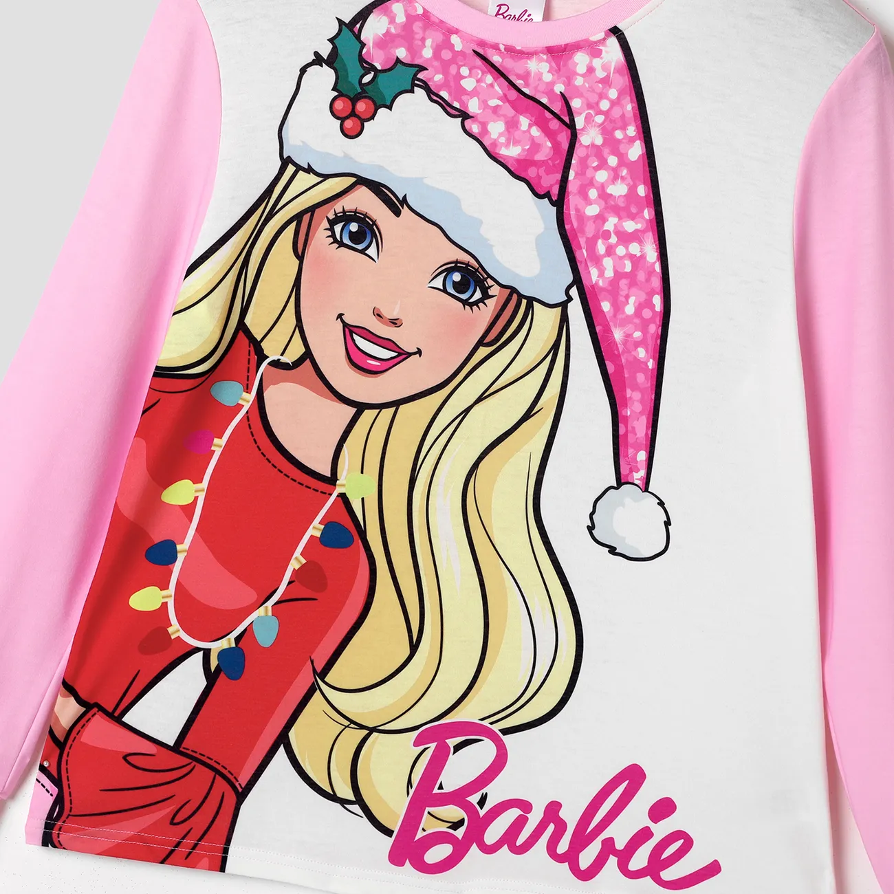 Barbie Natal Mãe e eu Conjuntos de roupa para a família Pijamas (Flame Resistant) Rosa big image 1
