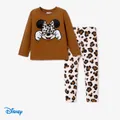 Disney Mickey and Friends Toddler Girl Cotton Leopard Print Solid Top and Pant Sets  image 1