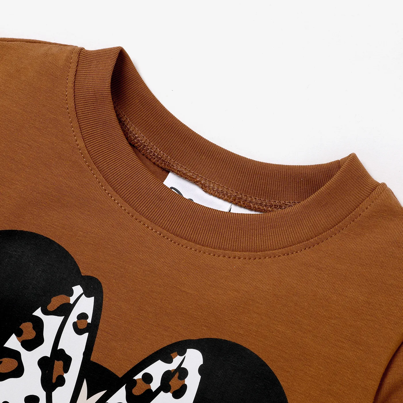 Disney Mickey and Friends Toddler Girl Cotton Leopard Print Solid Top and Pant Sets Brown image 3