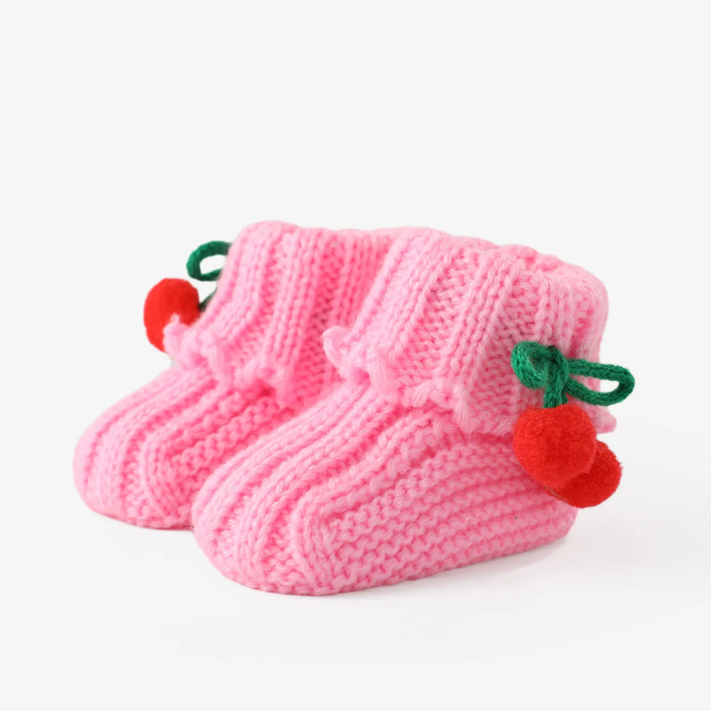 Baby Handmade Pompom Decor Soft Sole Prewalker Shoes Pink image 3