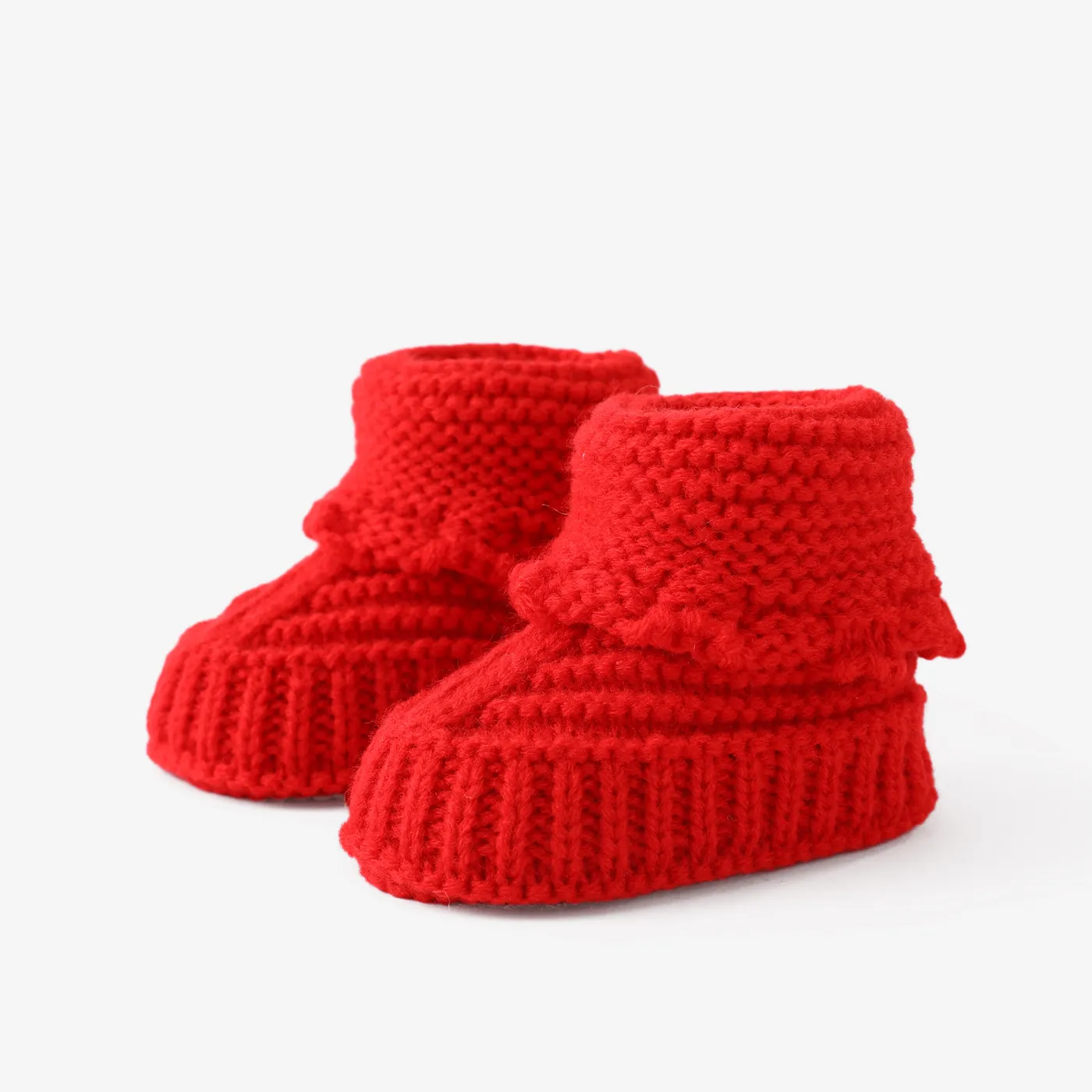 Baby Handmade Pompom Decor Soft Sole Prewalker Shoes Red