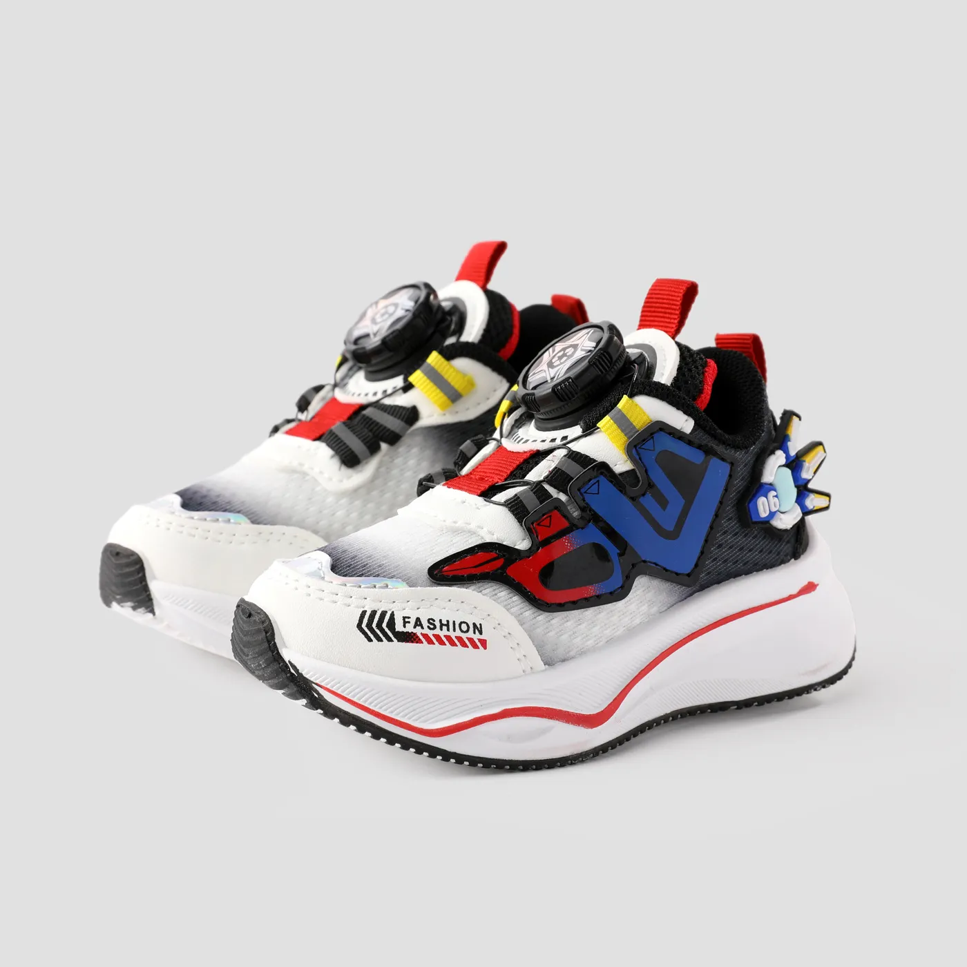 Toddler & Kids Rotating Button Design Geometric Pattern Sneakers Sports Shoes