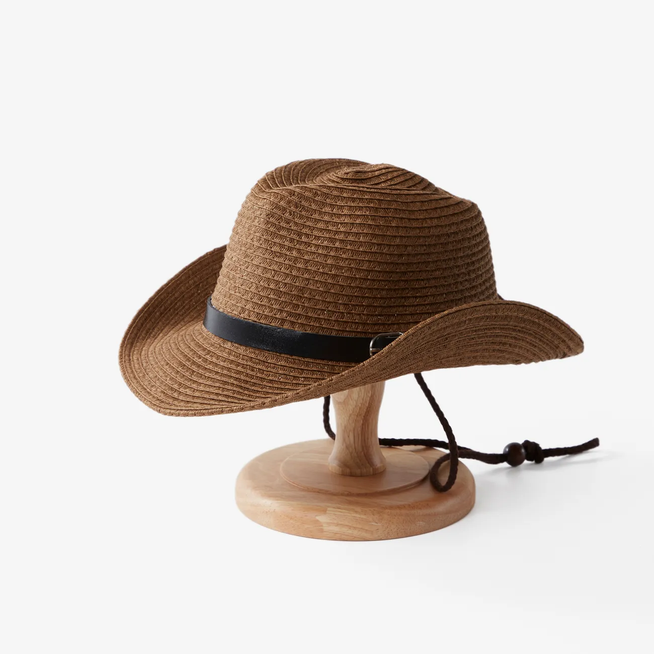 Daddy and Me Solid color western cowboy straw hat, 100% bamboo pulp fiber material Coffee big image 1