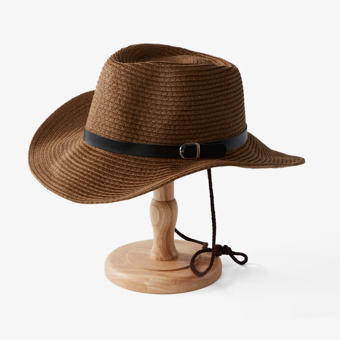 Daddy and Me Solid color western cowboy straw hat, 100% bamboo pulp fiber material Coffee big image 1