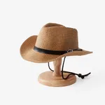 Daddy and Me Solid color western cowboy straw hat, 100% bamboo pulp fiber material Khaki