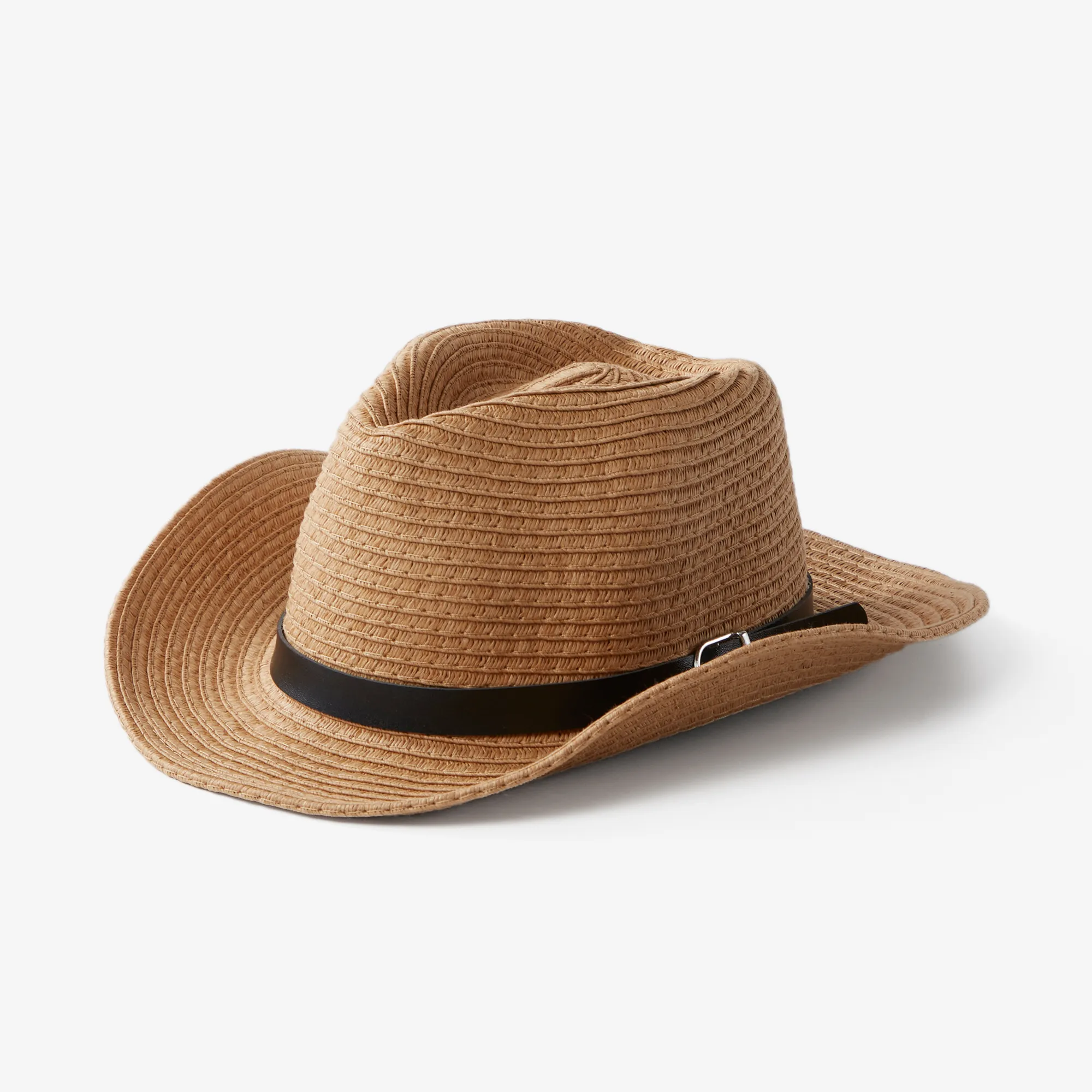 Daddy And Me Solid Color Western Cowboy Straw Hat, 100% Bamboo Pulp Fiber Material