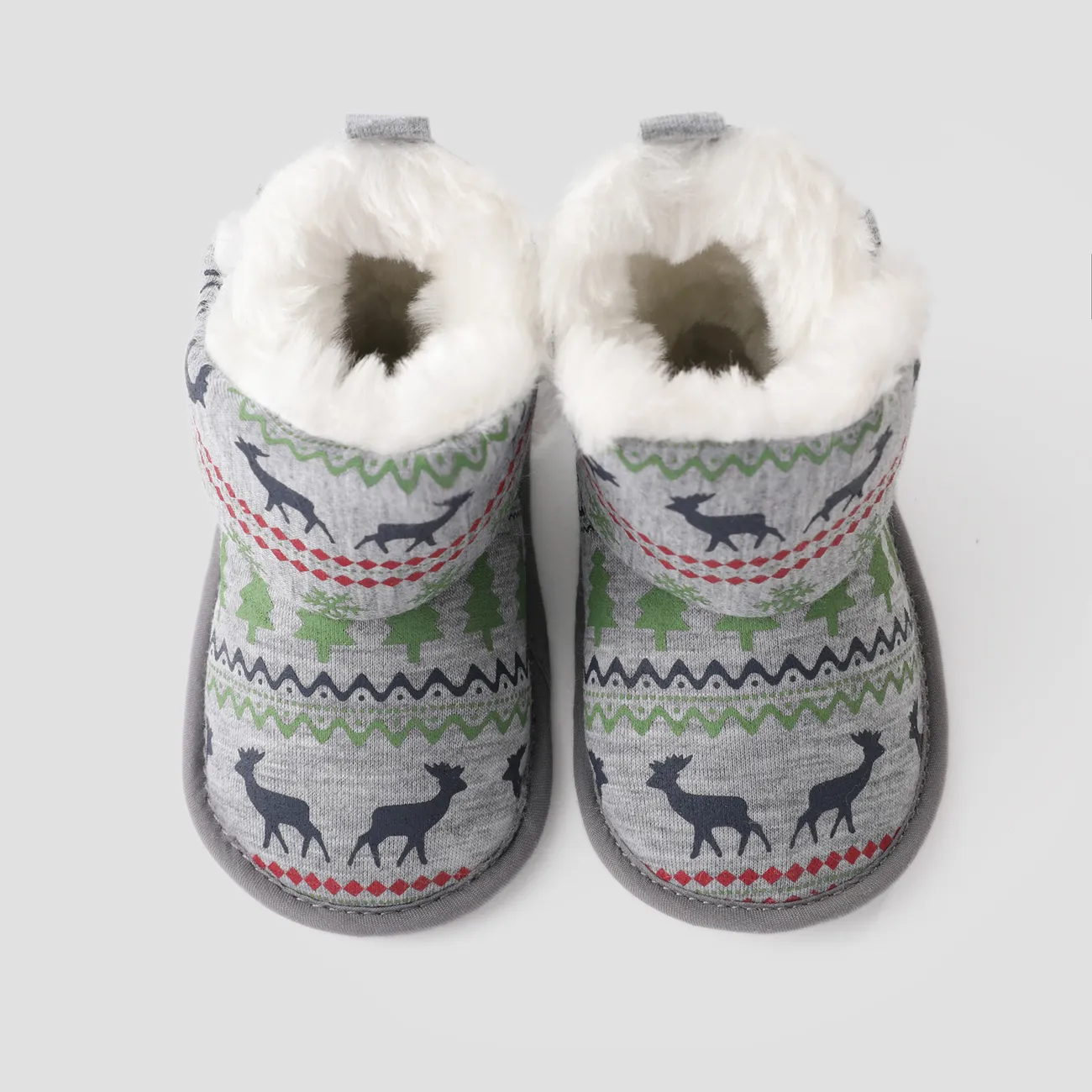 Christmas Baby & Toddler Festival Theme Print Snow Boots Prewalker Shoes Grey big image 1