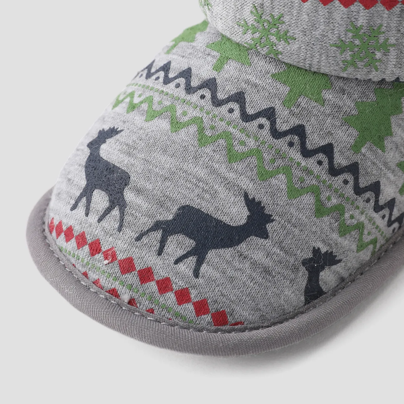Christmas Baby & Toddler Festival Theme Print Snow Boots Prewalker Shoes Grey big image 1