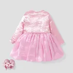 2PCS Toddler Girl Sweet Solid Color Long Sleeve Jacket /Camisole Dress Set   image 3