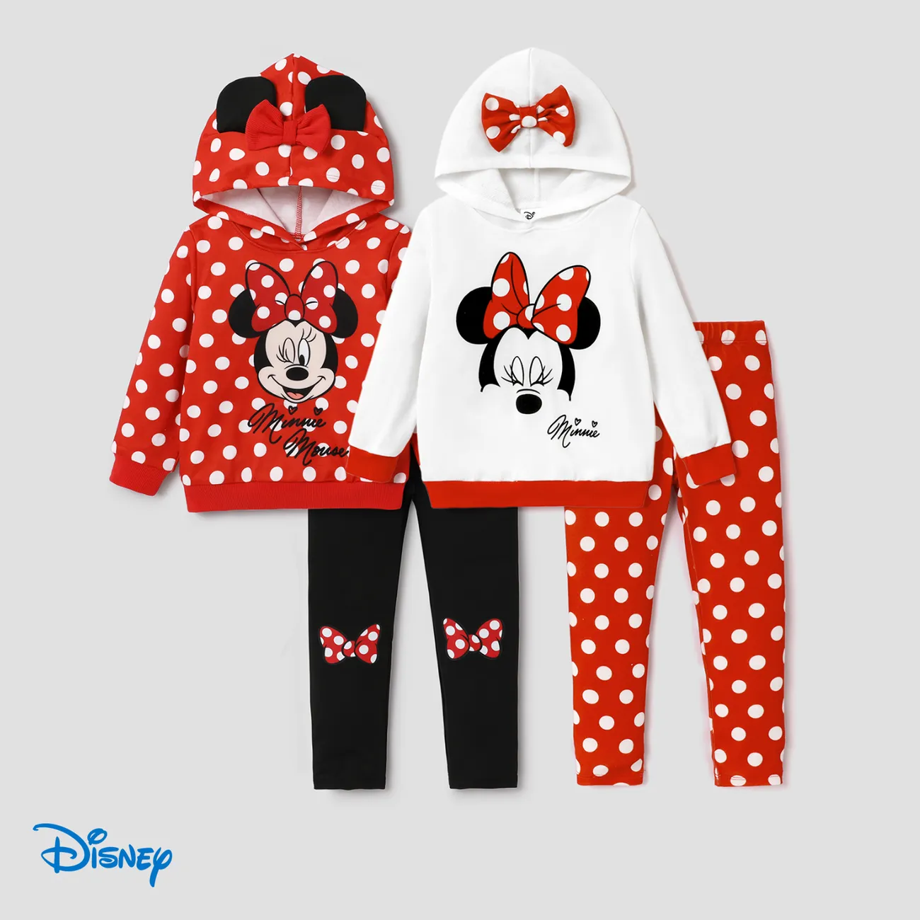 Disney Mickey and Friends Kid Girl 1pcs Polka Dots Print Long-sleeve Top or Pants  Red big image 1