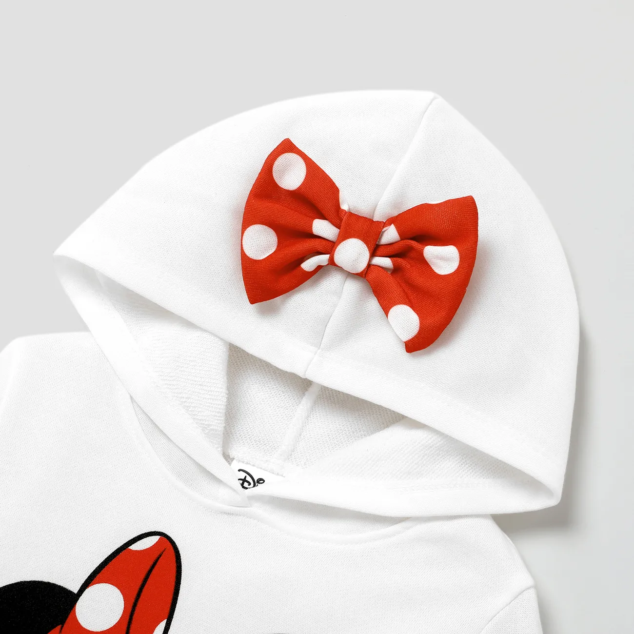 Disney Mickey and Friends Kid Girls 1pc Polka Dots Print Long-sleeve Hooded Top/Pants  White big image 1