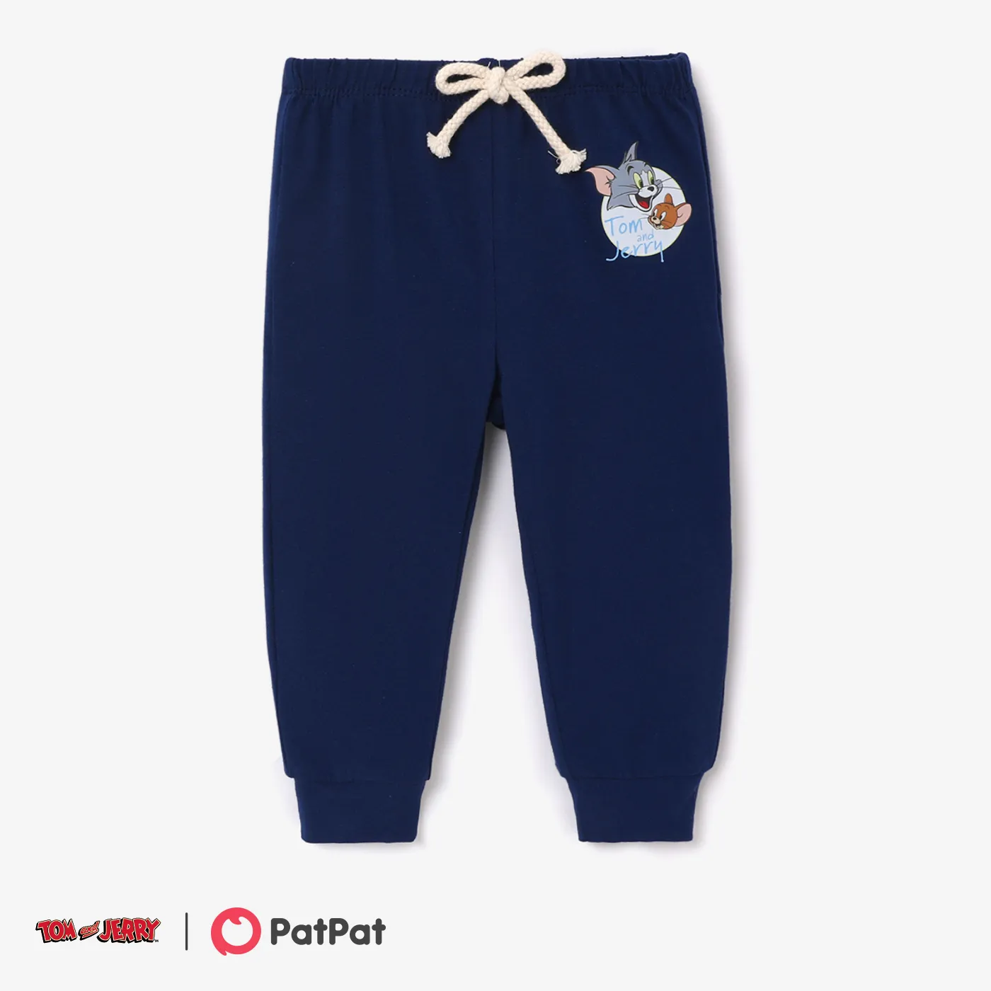 Tom and Jerry baby boy character graphic A romper or a pair of pants to wear with Dark Blue