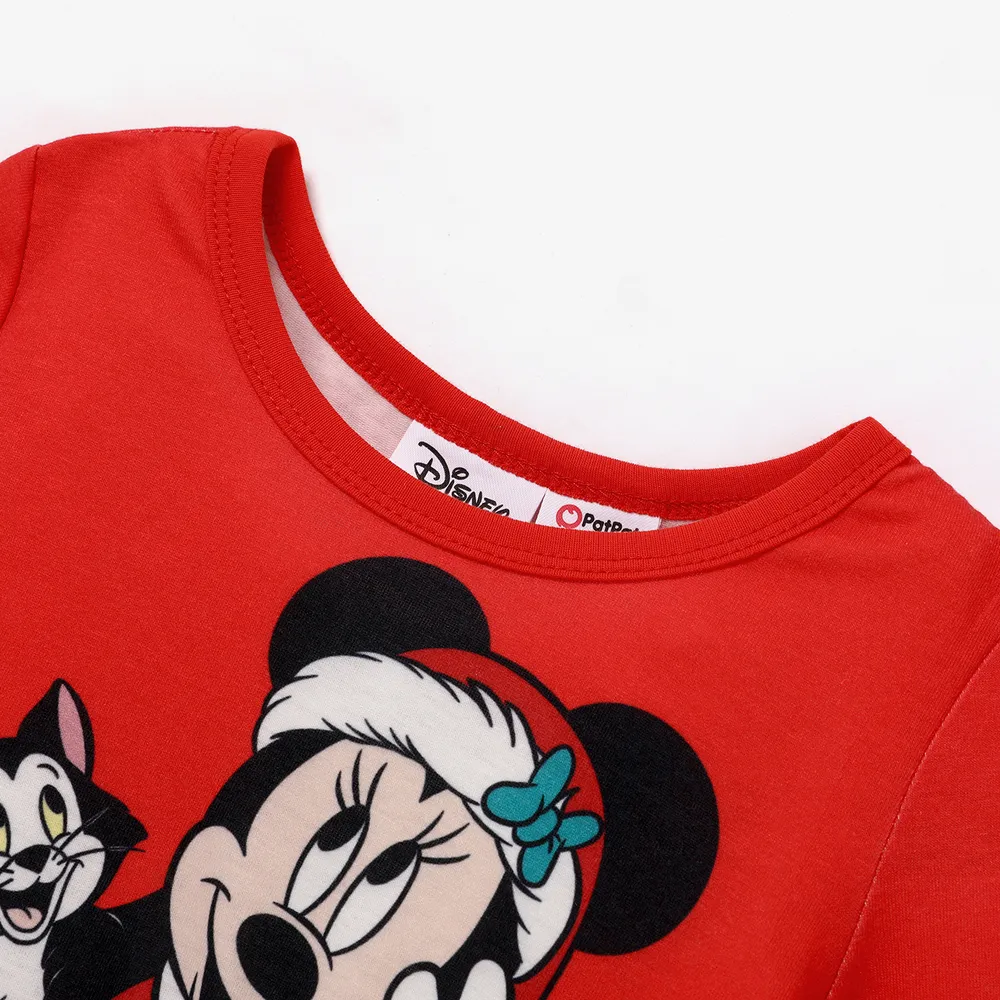 Disney Mickey and Friends Christmas Toddler Girl Naia™ Character Print Long-sleeve Mesh Overlay Dress  big image 3