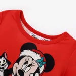 Disney Mickey and Friends Christmas Toddler Girl Naia™ Character Print Long-sleeve Mesh Overlay Dress  image 3