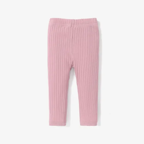 Baby Girl 95% Cotton Ribbed Solid Pants Leggings
