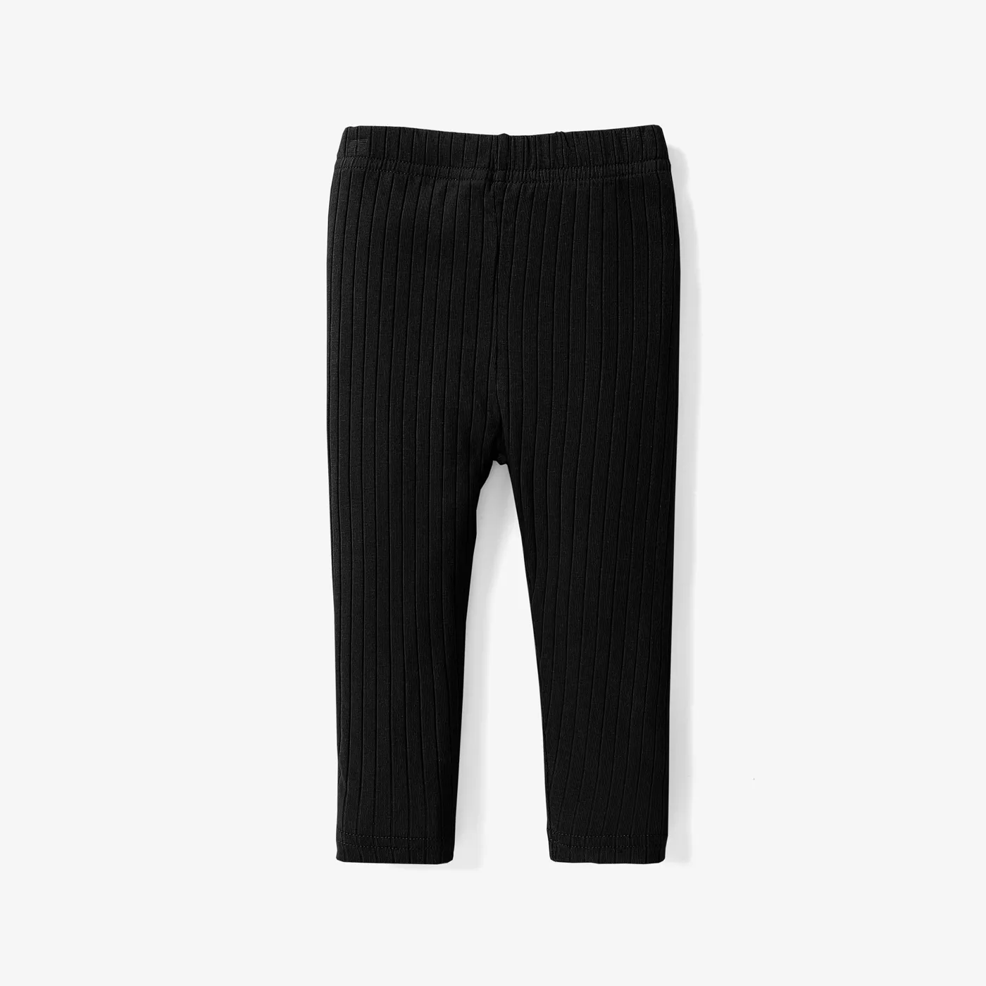 Baby Girl 95% Cotton Ribbed Solid Pants Leggings Black