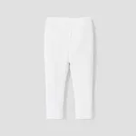 Baby Girl 95% Cotton Ribbed Solid Pants Leggings White