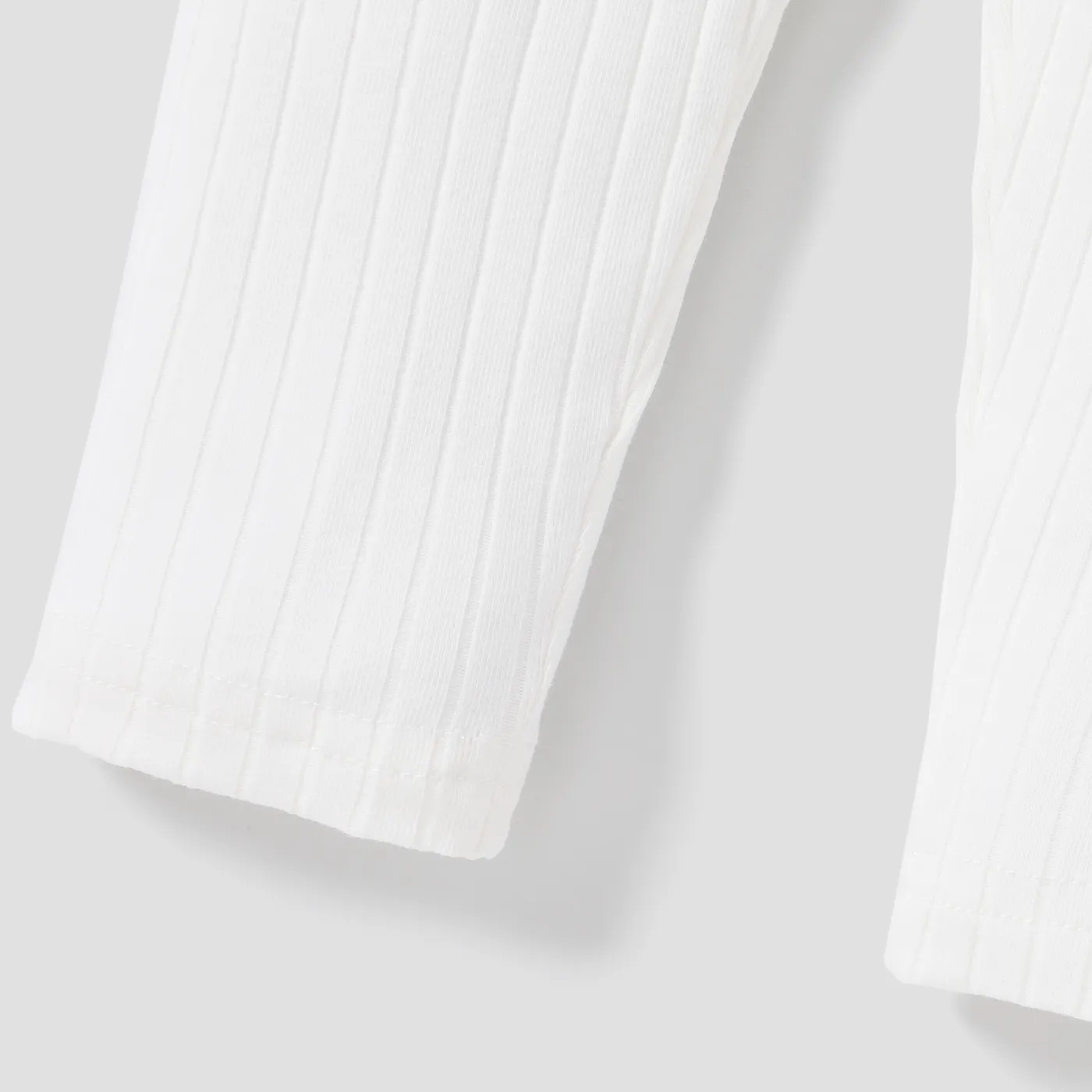 Baby Girl 95% Cotton Ribbed Solid Pants Leggings White image 4
