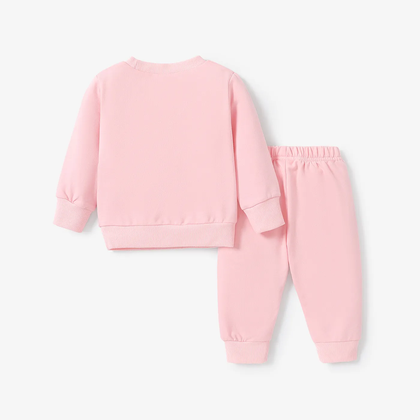2 unidades Bebé Menina Hipertátil/3D Coelho Infantil Manga comprida Conjunto para bebé Rosa image 2