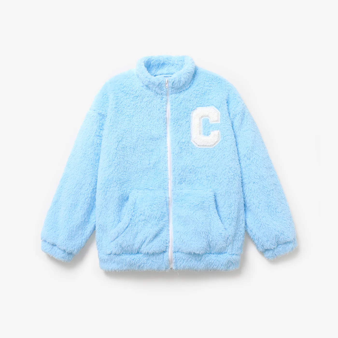 Kid Girl/boy Solid color Zipper design Warm Coat