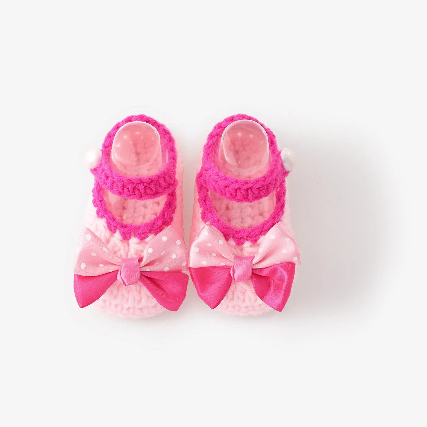 Baby Sweet Hand-woven Bow/Pompom Decor Soft Sole Prewalker Shoes