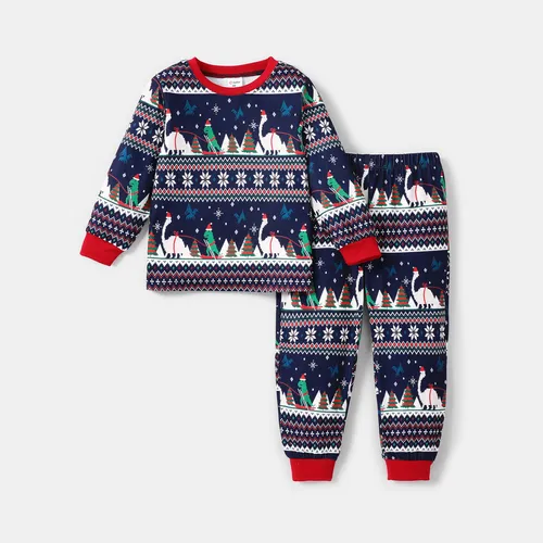 2pcs Toddler/Kid Boy Christmas Animal Print Pajamas Set