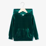 Mommy and Me Casual Solid Color Large Pocket Design Long Sleeve Hooded Velvet Tops and Shorts/Pants Sets  image 3
