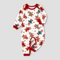 Christmas Cartoon Gingerbread Man Allover Print Family Matching Pajamas Sets (Flame Resistant)  image 1