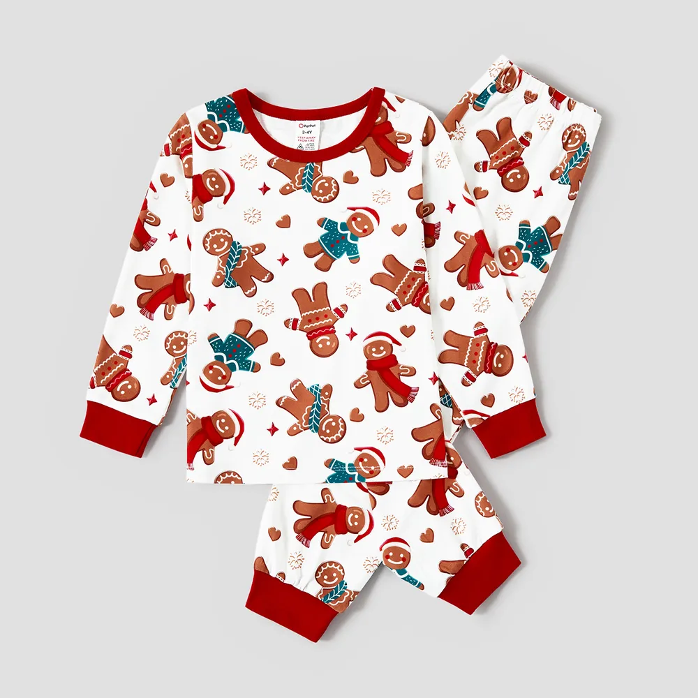 Christmas Cartoon Gingerbread Man Allover Print Family Matching Pajamas Sets (Flame Resistant) big image 10