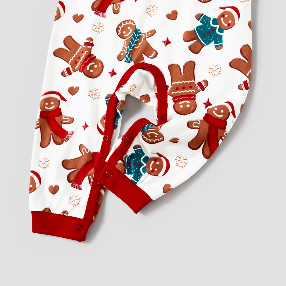Christmas Cartoon Gingerbread Man Allover Print Family Matching Pajamas Sets (Flame Resistant) big image 7