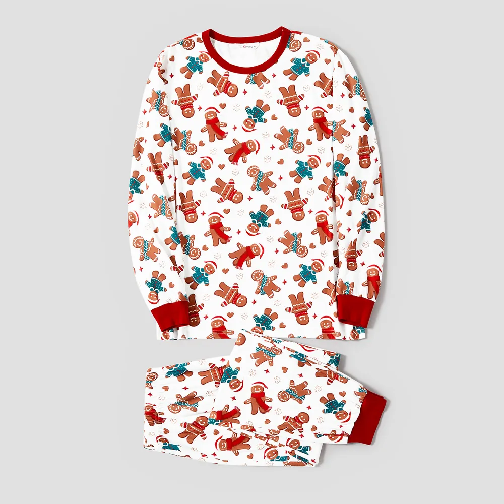 Christmas Cartoon Gingerbread Man Allover Print Family Matching Pajamas Sets (Flame Resistant) big image 21